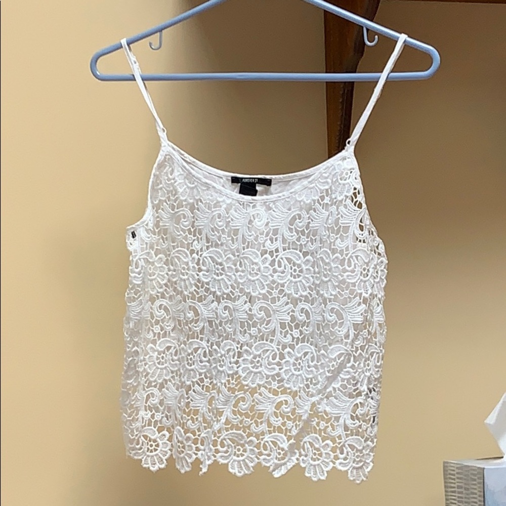 White lace crop top